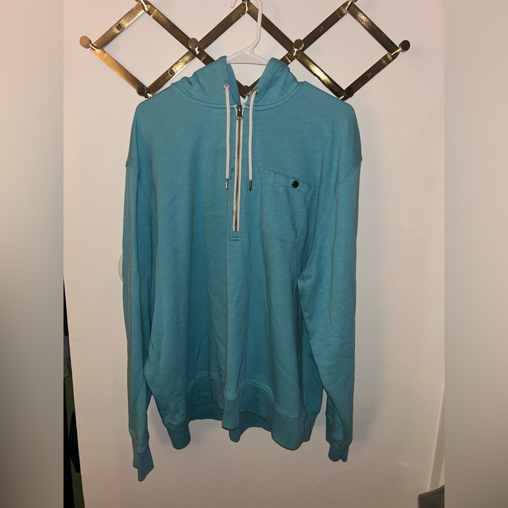 L.L. Bean Teal Half-Zip Hooded Pullover
